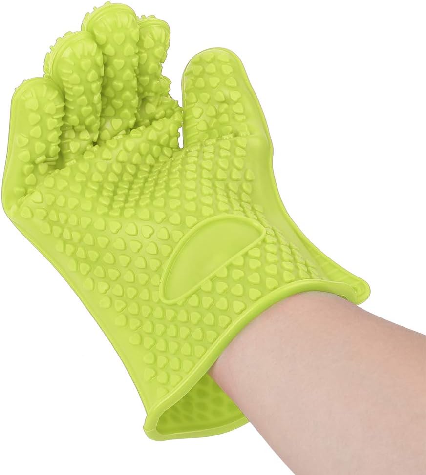 Silicone BBQ Cooking Gloves Kitchen Oven Mitts Heat Resistant for Baking Grilling Frying Barbeque with Fingers