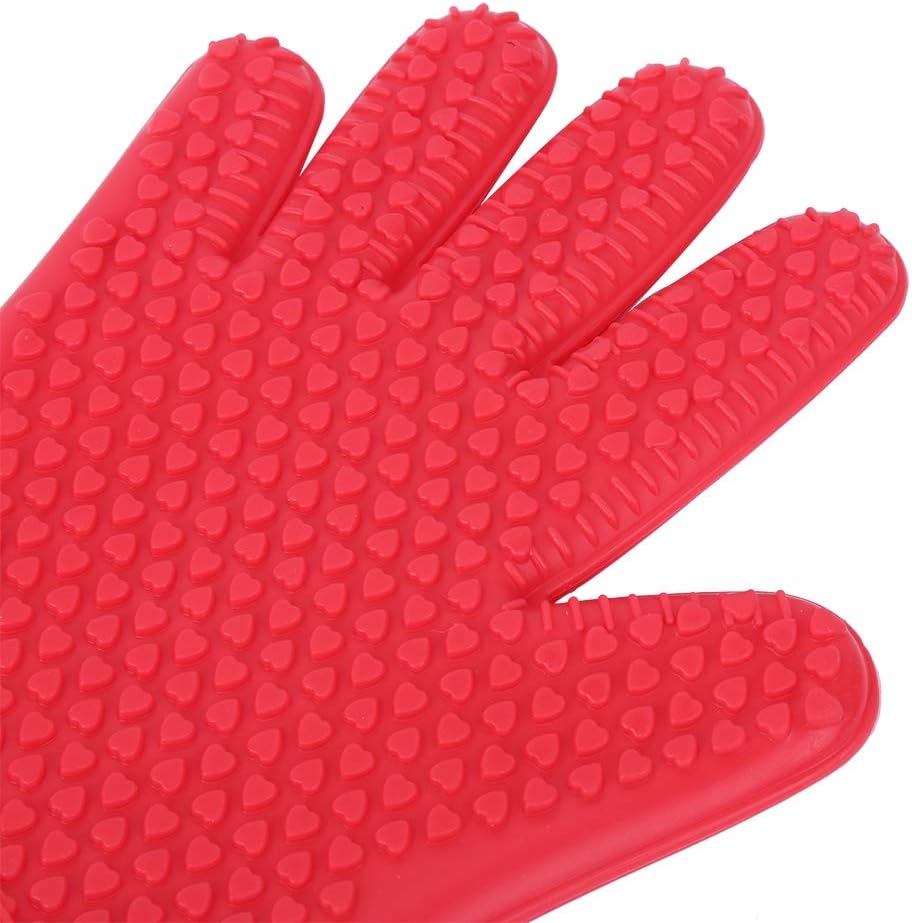 Silicone BBQ Cooking Gloves  Kitchen Oven Mitts Heat Resistant for Baking Grilling Frying Barbeque with Fingers