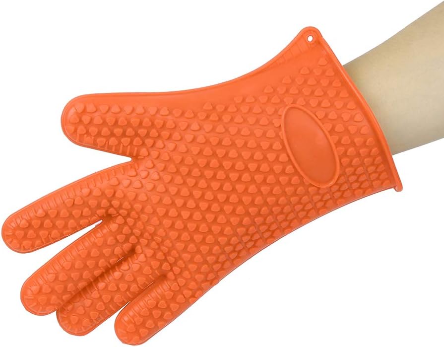 Silicone BBQ Cooking Gloves  Kitchen Oven Mitts Heat Resistant for Baking Grilling Frying Barbeque with Fingers