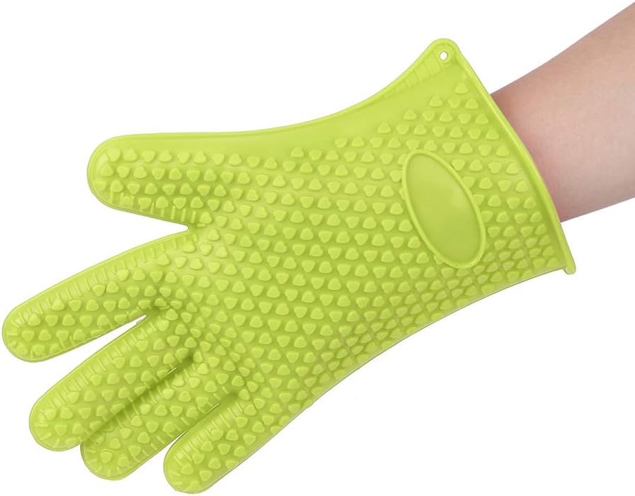 Silicone BBQ Cooking Gloves  Kitchen Oven Mitts Heat Resistant for Baking Grilling Frying Barbeque with Fingers