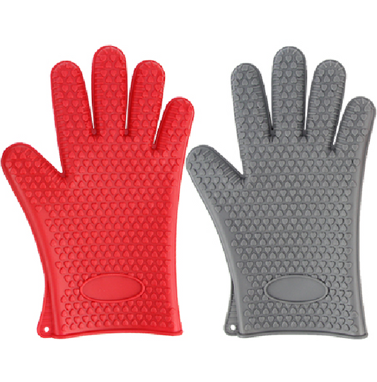 Silicone BBQ Cooking Gloves Kitchen Oven Mitts Heat Resistant for Baking Grilling Frying Barbeque with Fingers