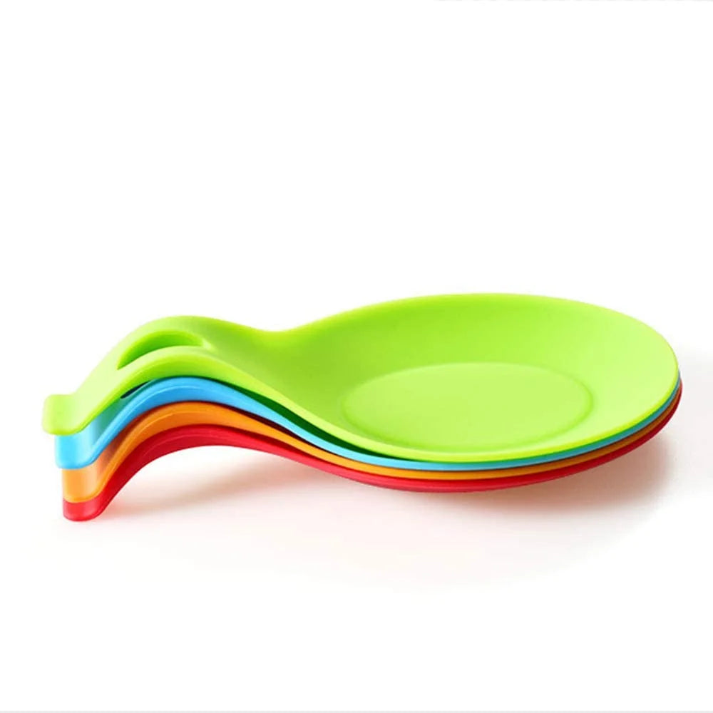 Kitchen Silicone Spoon Rest Heat Resistant Kitchen Utensil Rest Ladle Spoon Holder Colorful Spatula Holder Rest Kitchen Tool