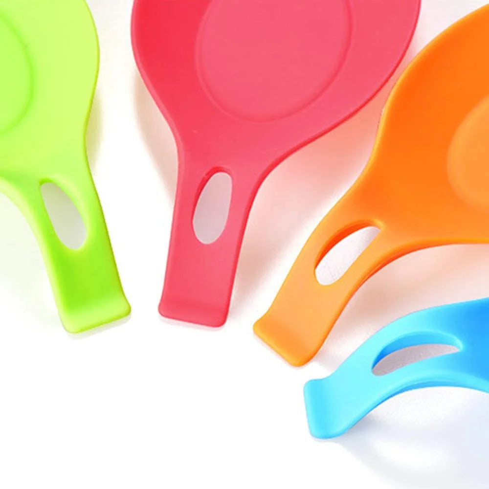 Kitchen Silicone Spoon Rest Heat Resistant Kitchen Utensil Rest Ladle Spoon Holder Colorful Spatula Holder Rest Kitchen Tool